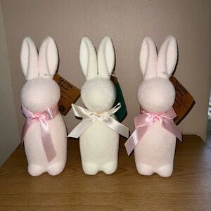 Set of 3 Flocked Easter Bunnies